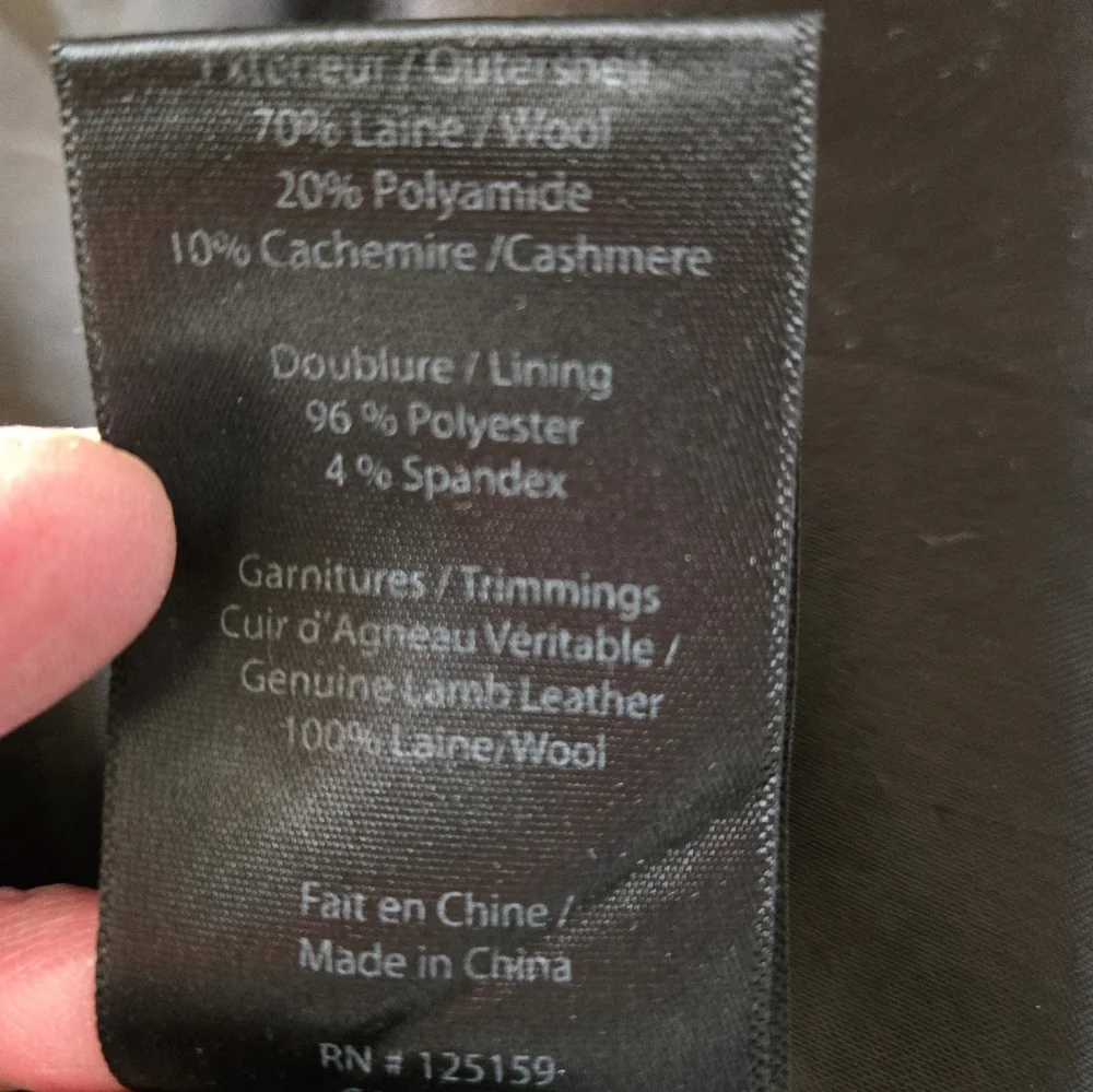 MACKAGE Wool/Cashmere/Leather Women's Black Button-Up Coat. Size Small - Picture 13 of 14